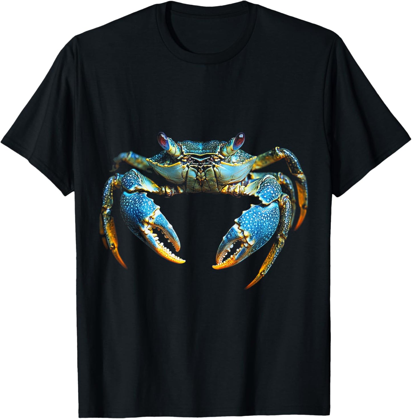 Crab Animal Motif Blue Eyes Illustration Crab T-Shirt - T-Shirt | Black
