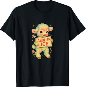 Abolish ICE Lamb Retro Graphic T-Shirt - T-Shirt | Black