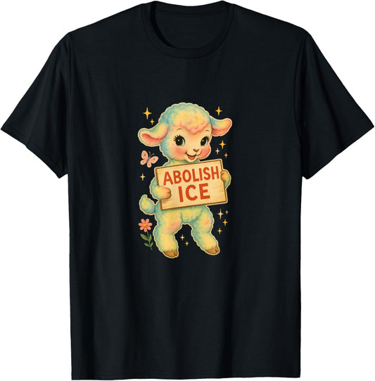 Abolish ICE Lamb Retro Graphic T-Shirt - T-Shirt | Black