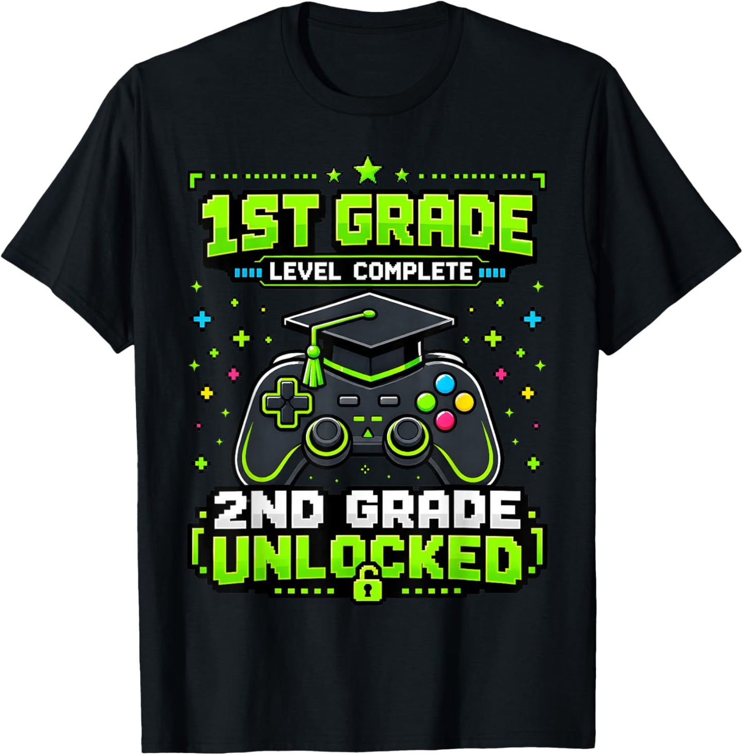 1st Grade Graduation 2nd Grade Unlocked Gamer Boys Kids T-Shirt - T-Shirt | Black