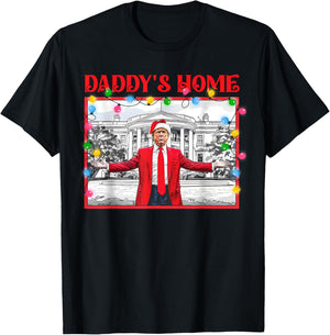 Funny Daddy's Home Trump Ugly Christmas Sweater Xmas Pajamas T-Shirt - T-Shirt | Black
