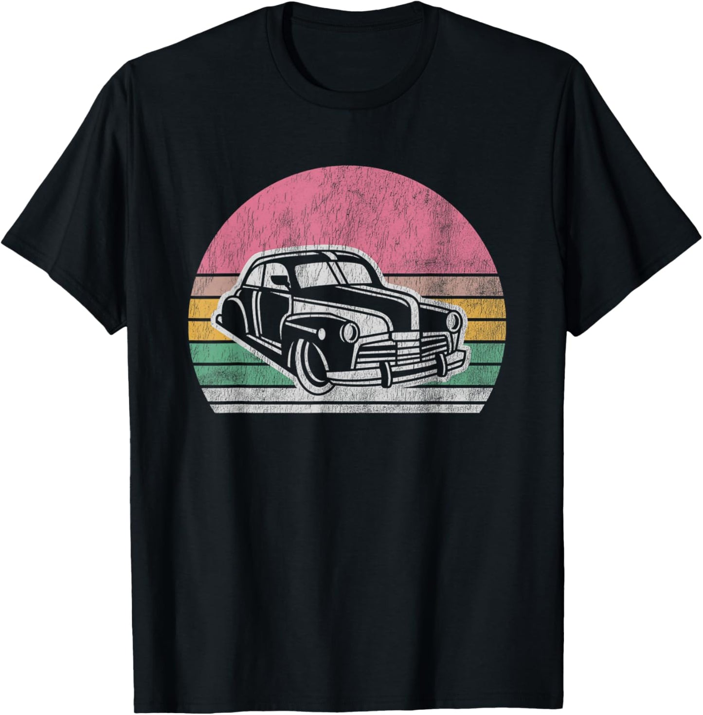 Vintage Classic Car Retro Sunset Graphic T-Shirt - T-Shirt | Black