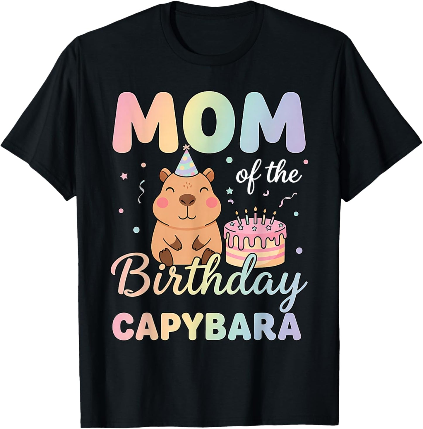 Mom of The Birthday Capybara Family Matching Birthday Party T-Shirt - T-Shirt | Black