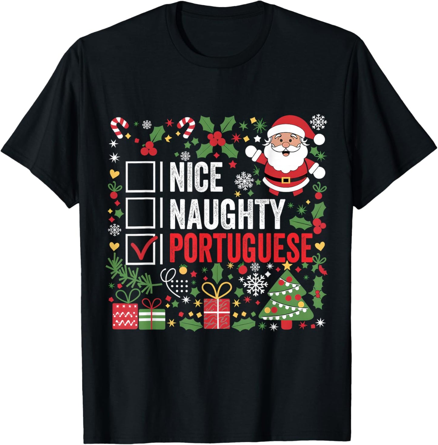 Nice Naughty Portuguese Christmas Santa Claus Portugal T-Shirt - T-Shirt | Black