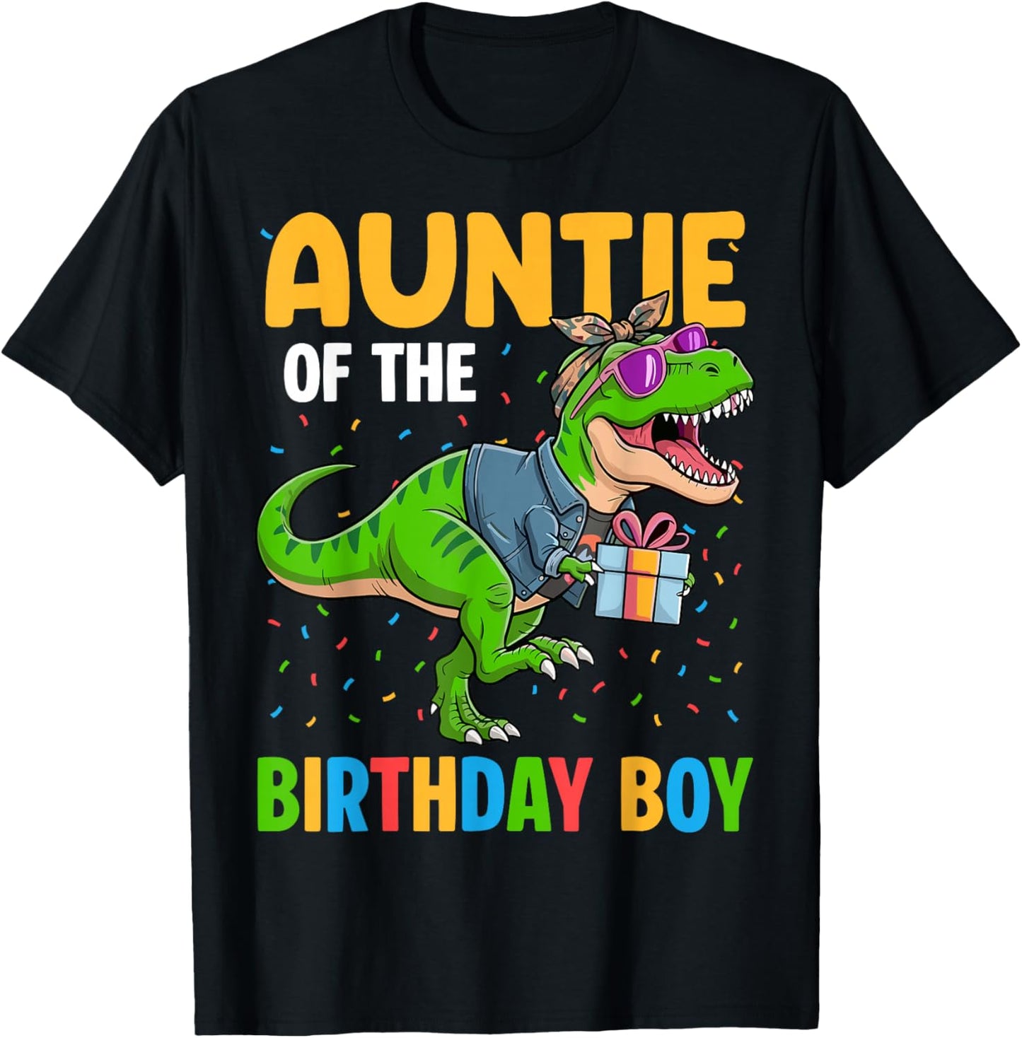 Auntie of The Birthday Party Outfit Dinosaur Squad Aunt T-Shirt - T-Shirt | Black