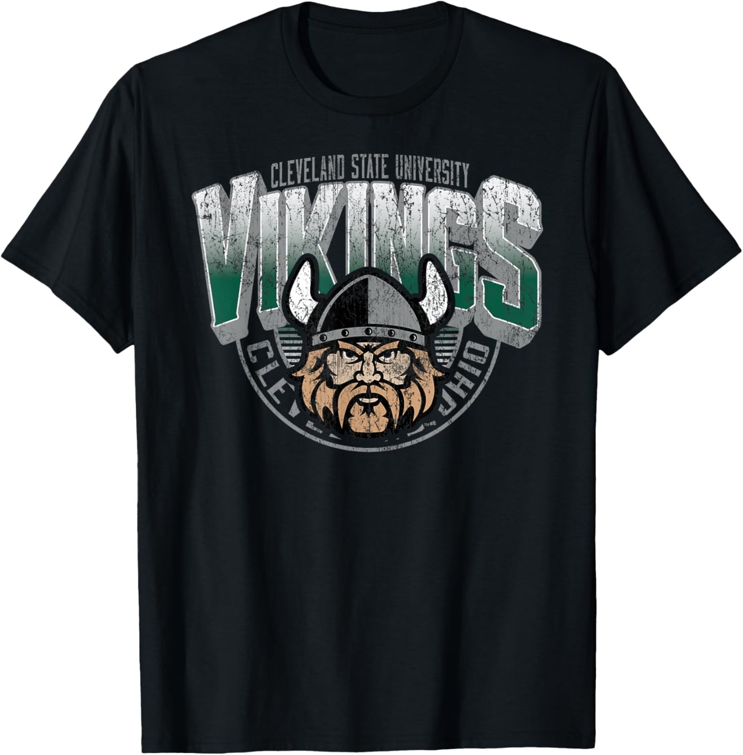 Cleveland State Vikings Vintage Major Green T-Shirt - T-Shirt | Black