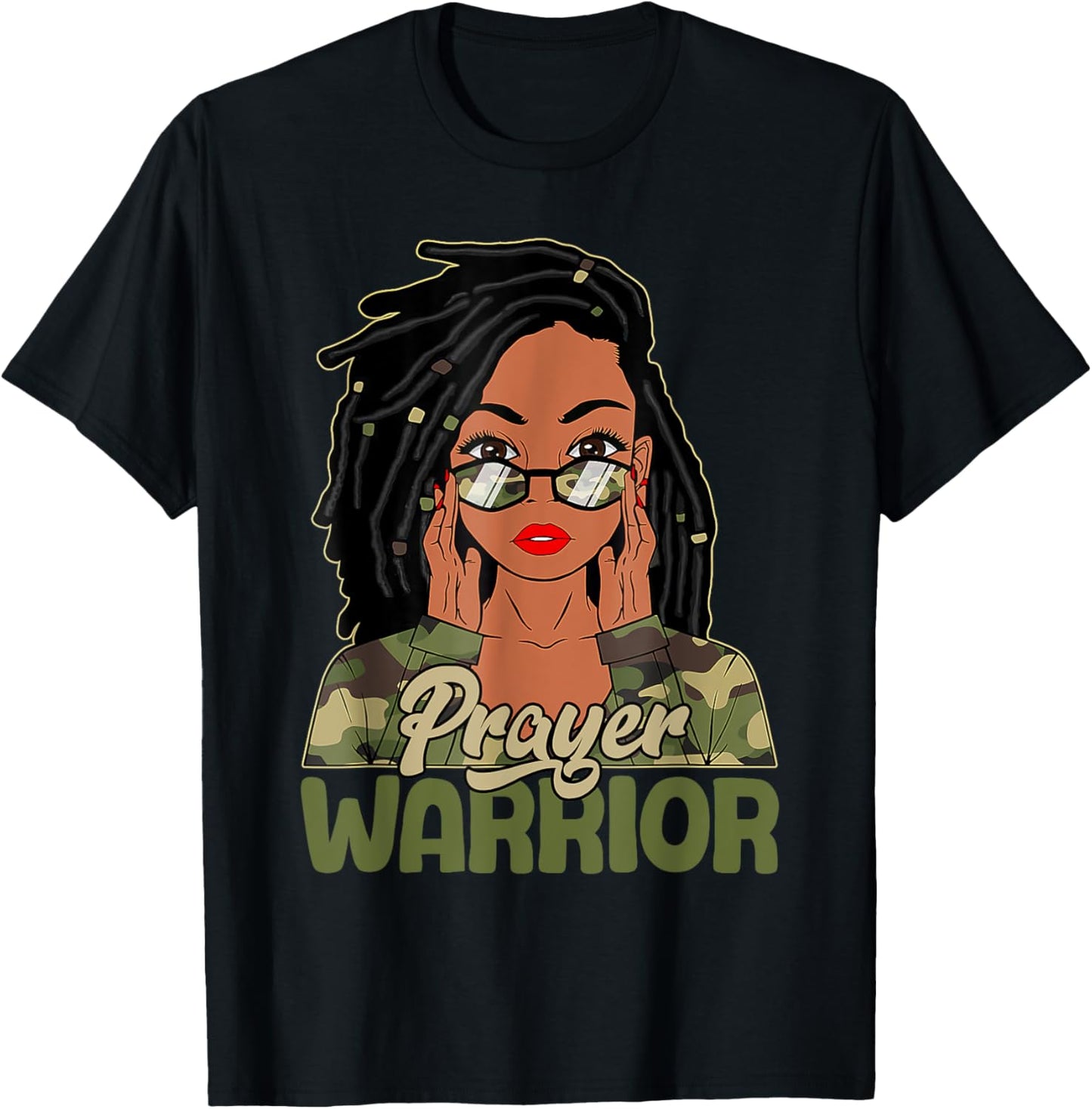 Praying Black Woman Afro Christian Sayings Prayer Warrior T-Shirt - T-Shirt | Black