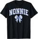 Nonnie Coquette Toile Blue Bow Floral Family Matching T-Shirt - T-Shirt | Black