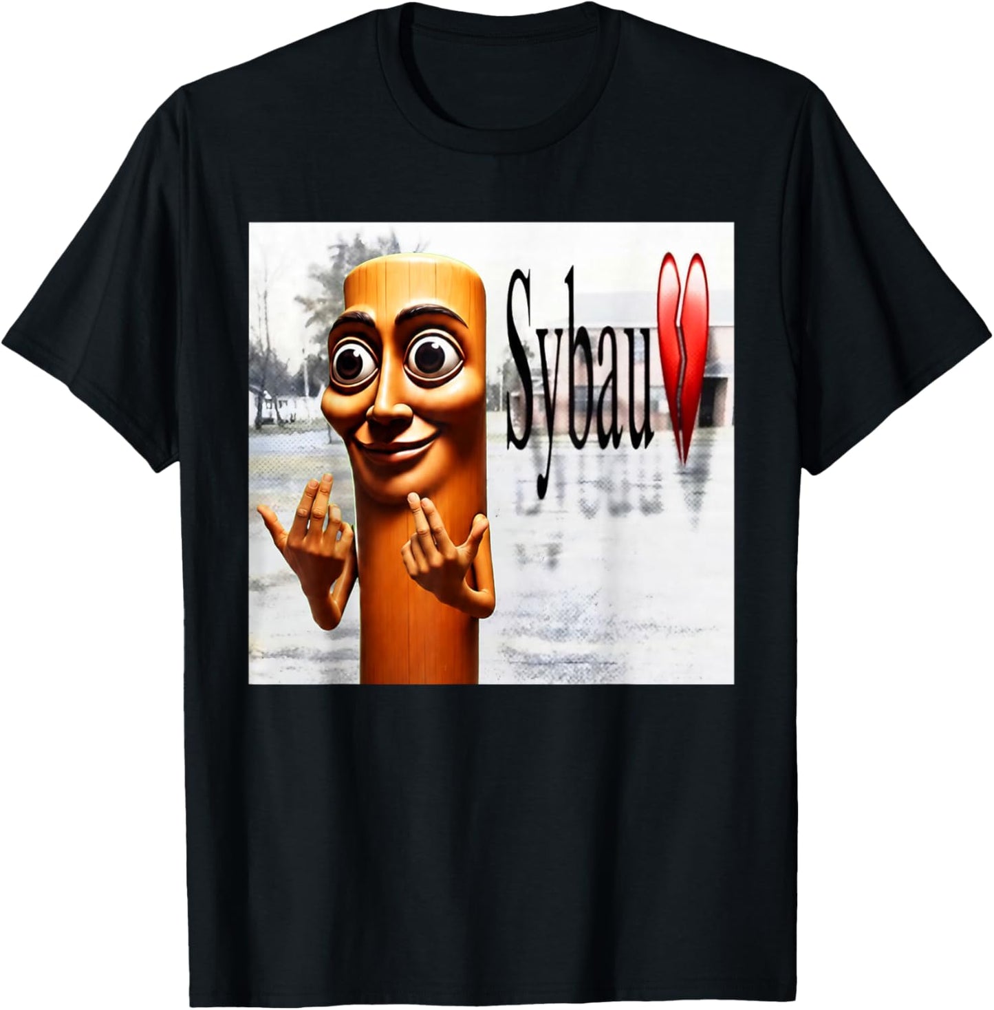 Funny Tung Tung Sahur SYBAU Tuff Brainrot Meme T-Shirt - T-Shirt | Black