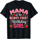 Mama of The Berry Sweet One 1st Birthday Strawberry T-Shirt - T-Shirt | Black