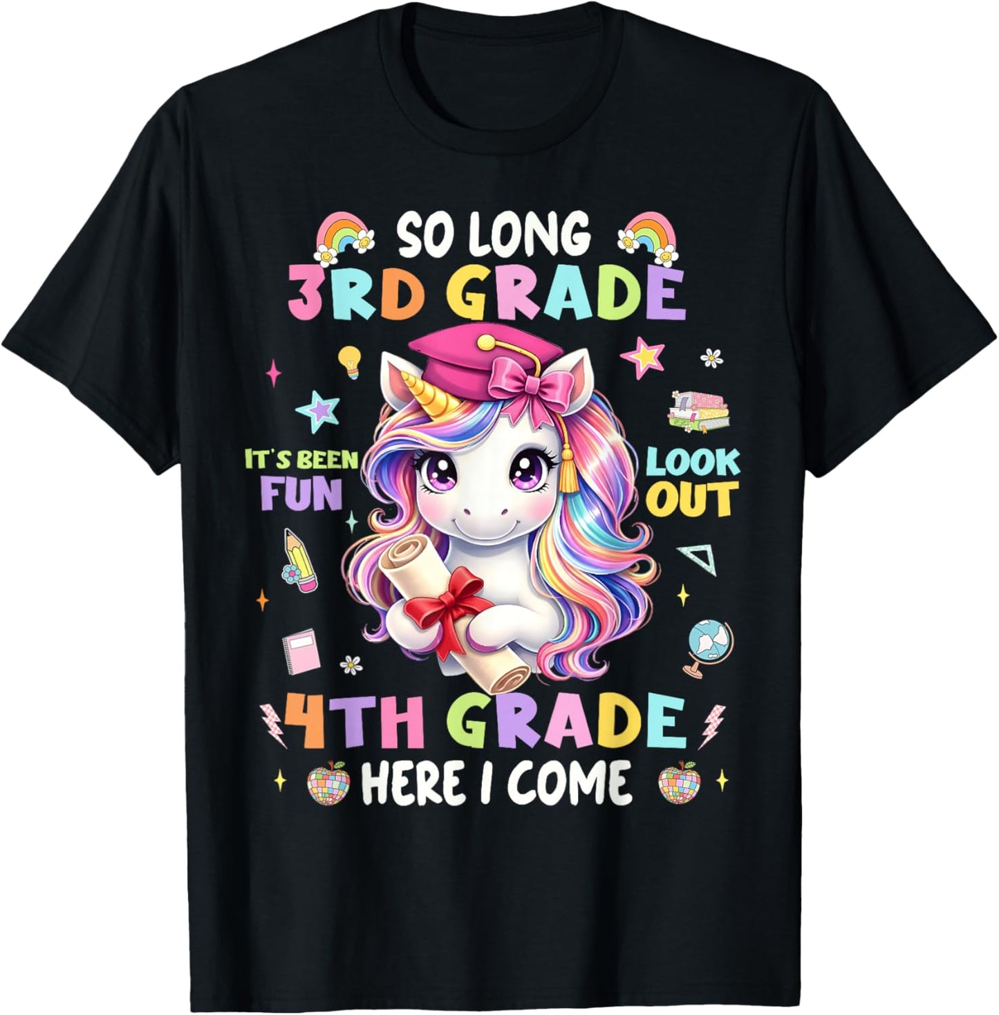 So Long 3rd Grade Look Out 4th Grade Boy Girl Kid T-Shirt - T-Shirt | Black