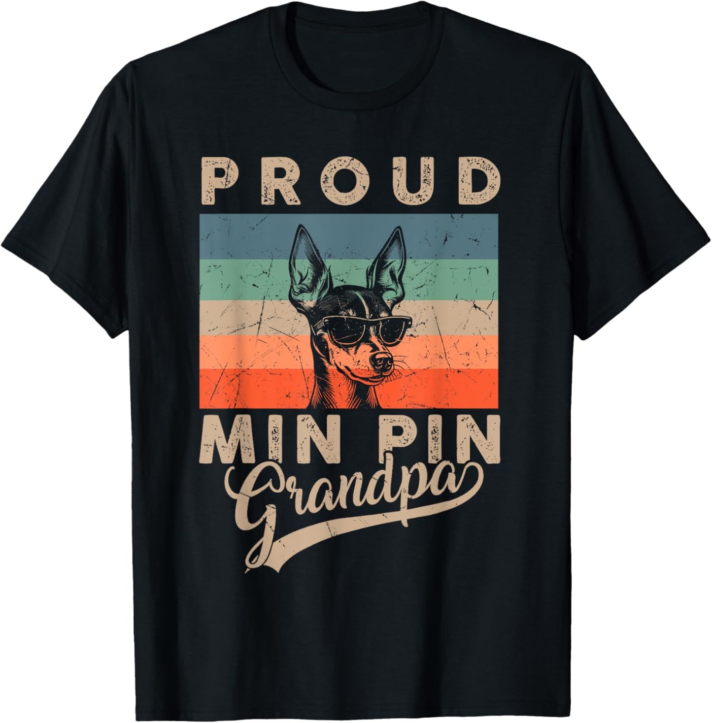 Vintage Proud Min Pin Dog Grandpa Dog Owners Father's Day Women Kids T-Shirt - T-Shirt | Black