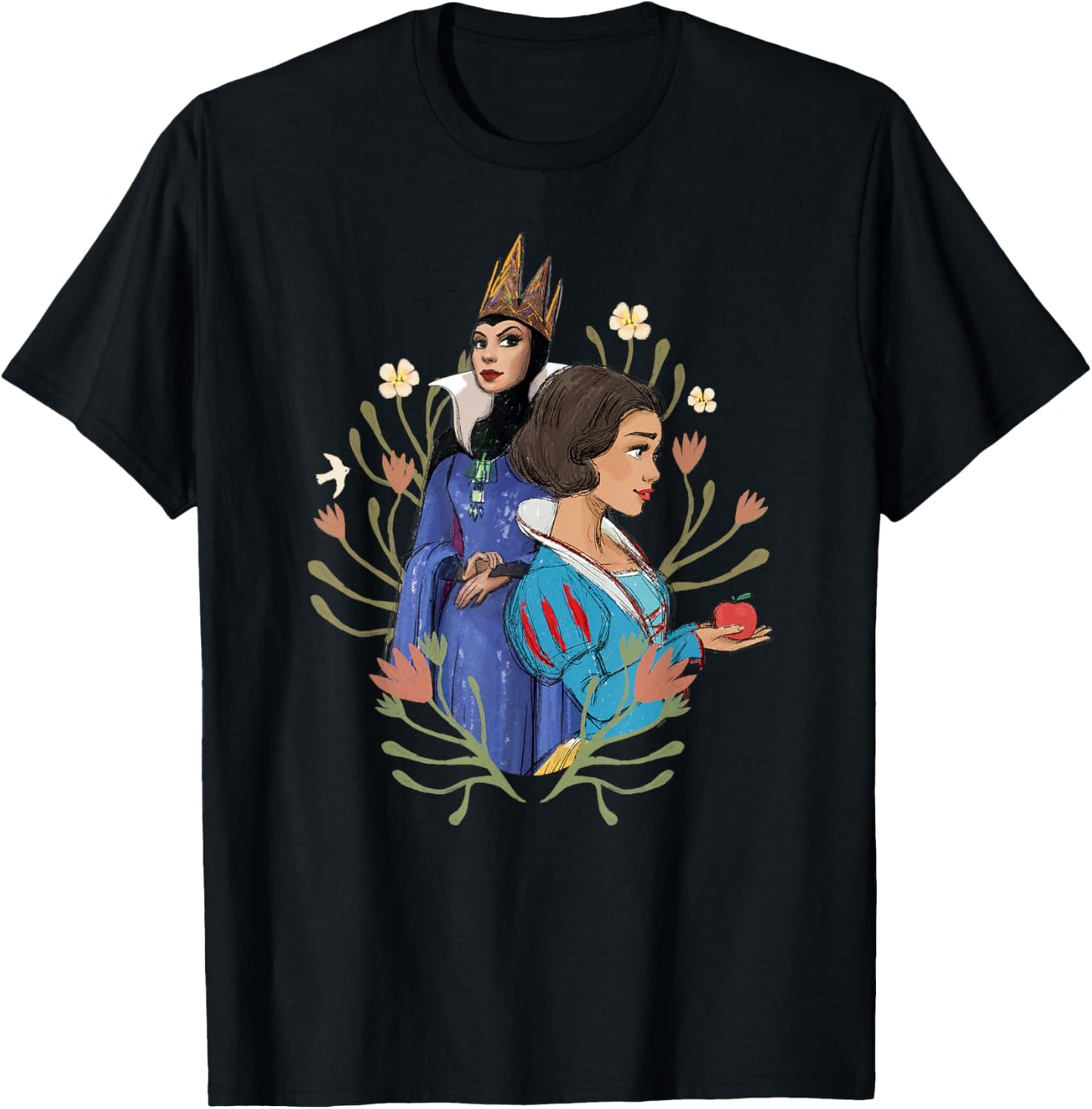 Disney Snow White Movie Evil Queen and Snow White with Apple T-Shirt - T-Shirt | Black