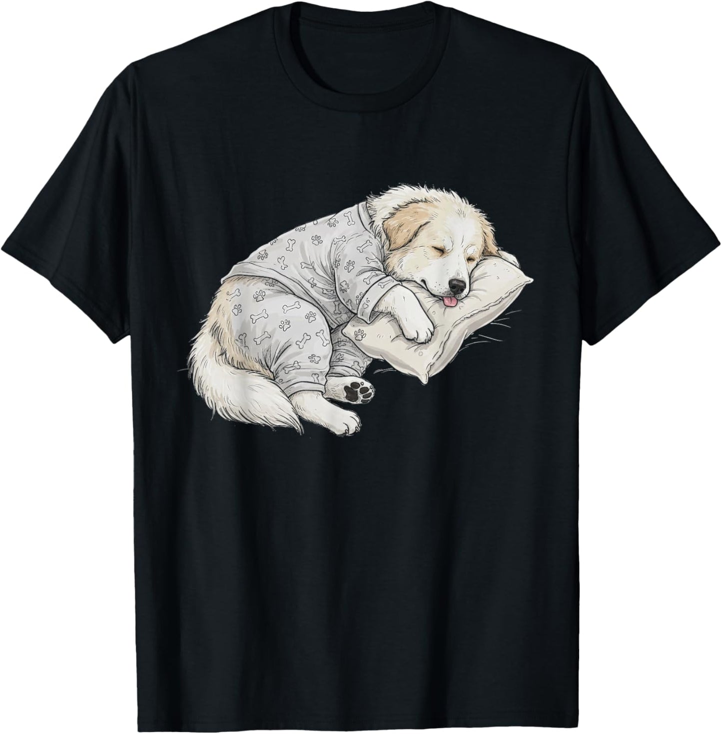 Funny Sleepy Great Pyrenees Pajama Men Women Kids T-Shirt - T-Shirt | Black