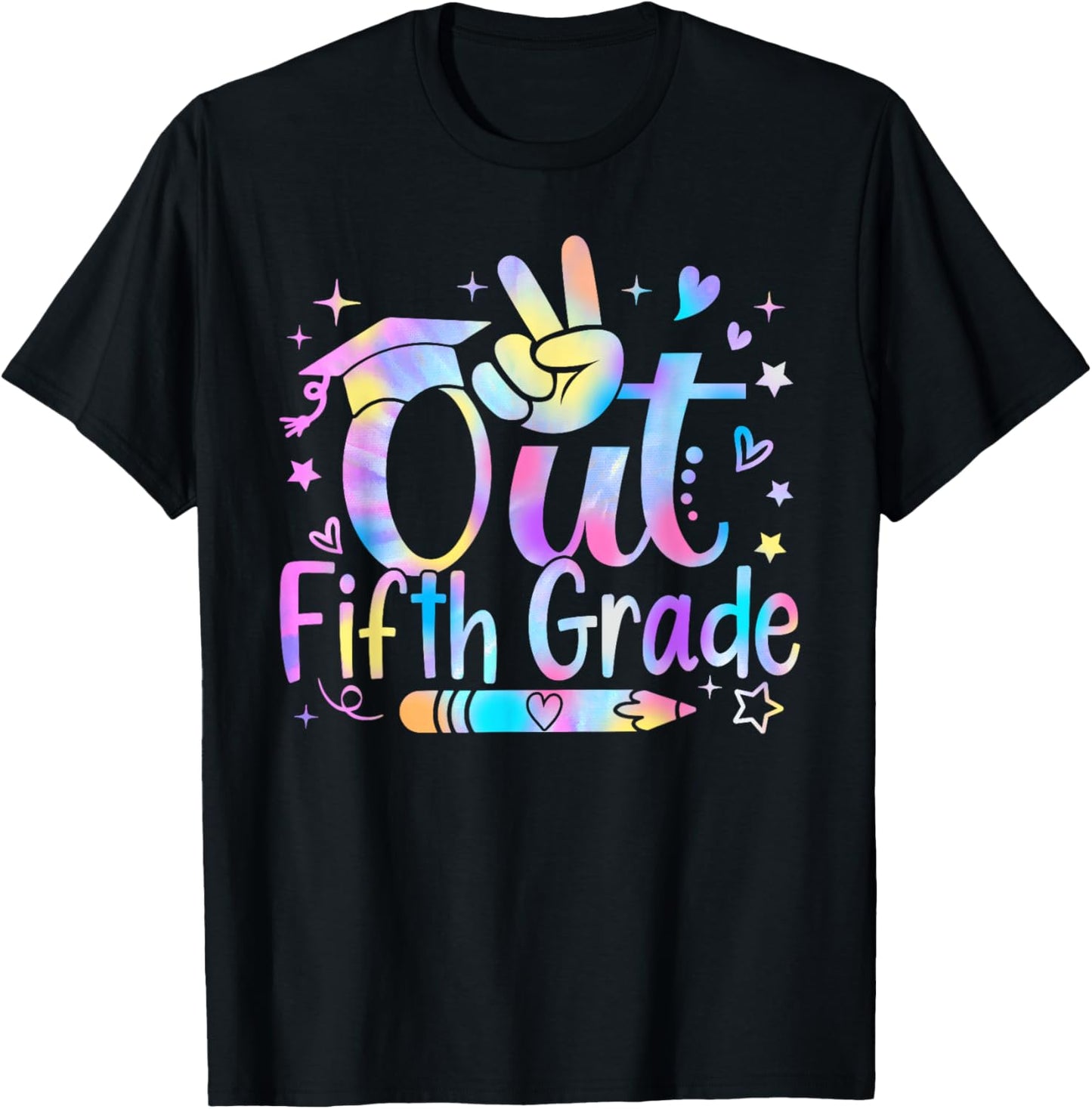 Peace Out Fifth Grade Cute Tie Dye Last Day Of 5th Grade T-Shirt - T-Shirt | Black