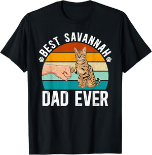 Best Savannah Cat Dad Ever Savannah Cat Owner T-Shirt - T-Shirt | Black
