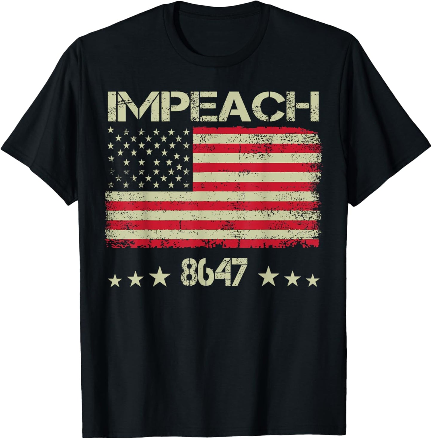 8647 Anti Trump 86 47 Impeach Trump Impeach 47 Resist Flag T-Shirt - T-Shirt | Black