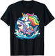Cute Unicorn Riding Shark for Girls and Boys T-Shirt - T-Shirt | Black