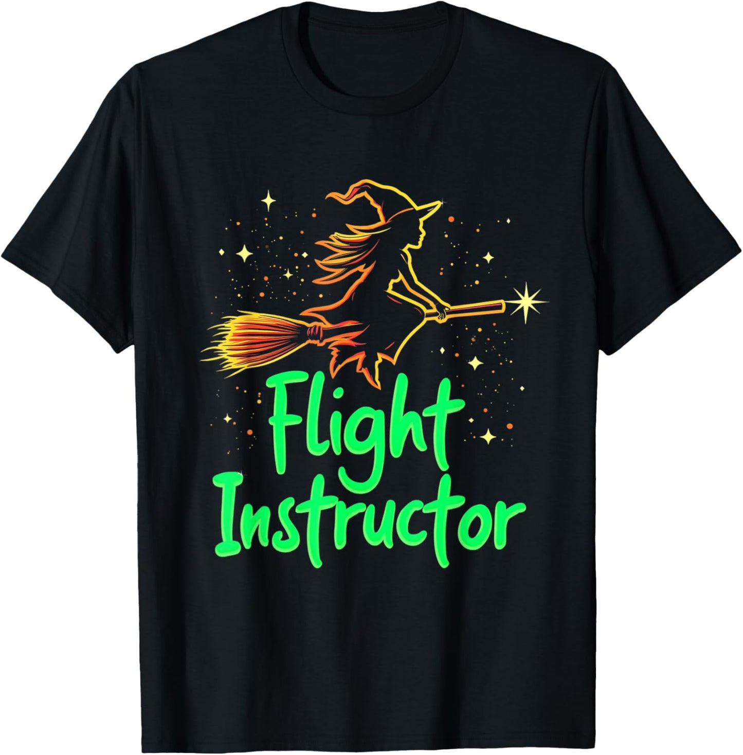 Flight Instructor Witch Broomstick T-Shirt - T-Shirt | Black