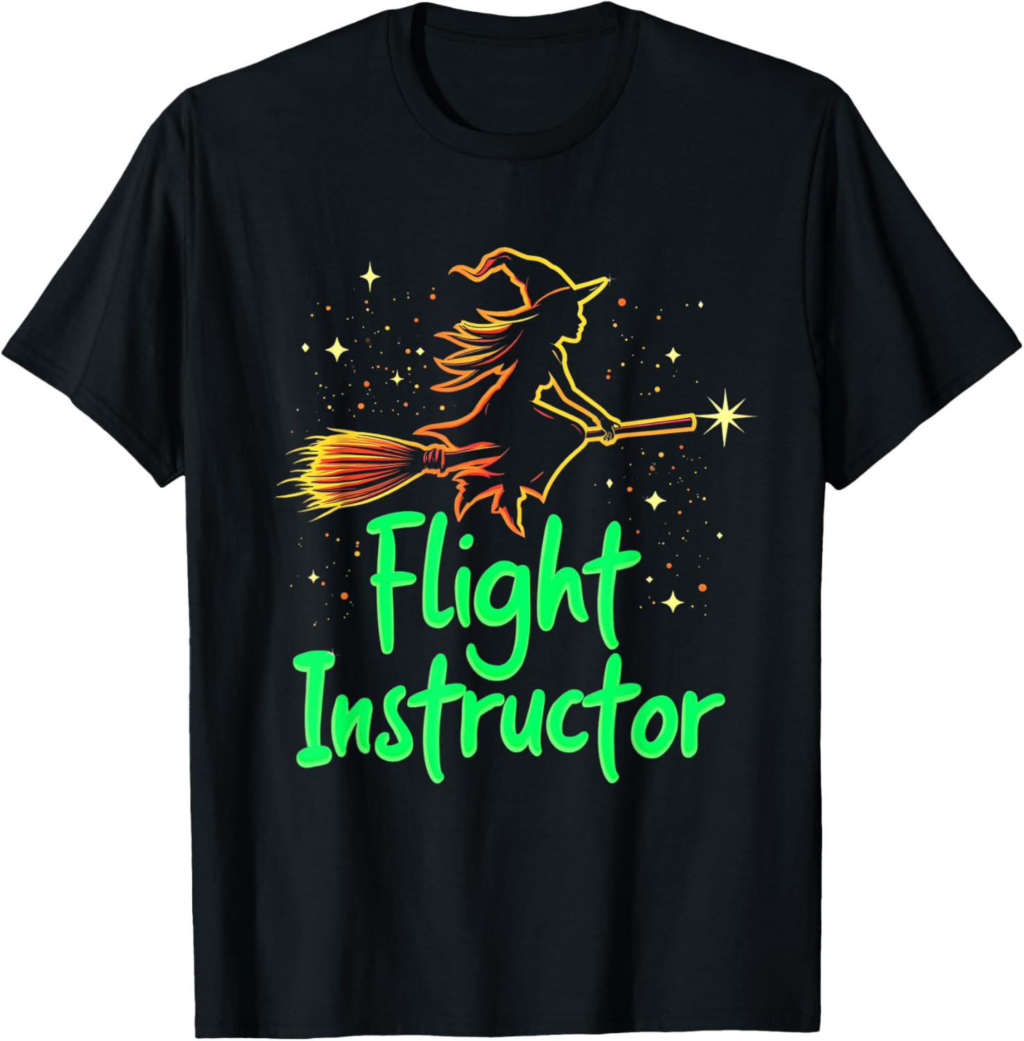 Flight Instructor Witch Broomstick T-Shirt - T-Shirt | Black