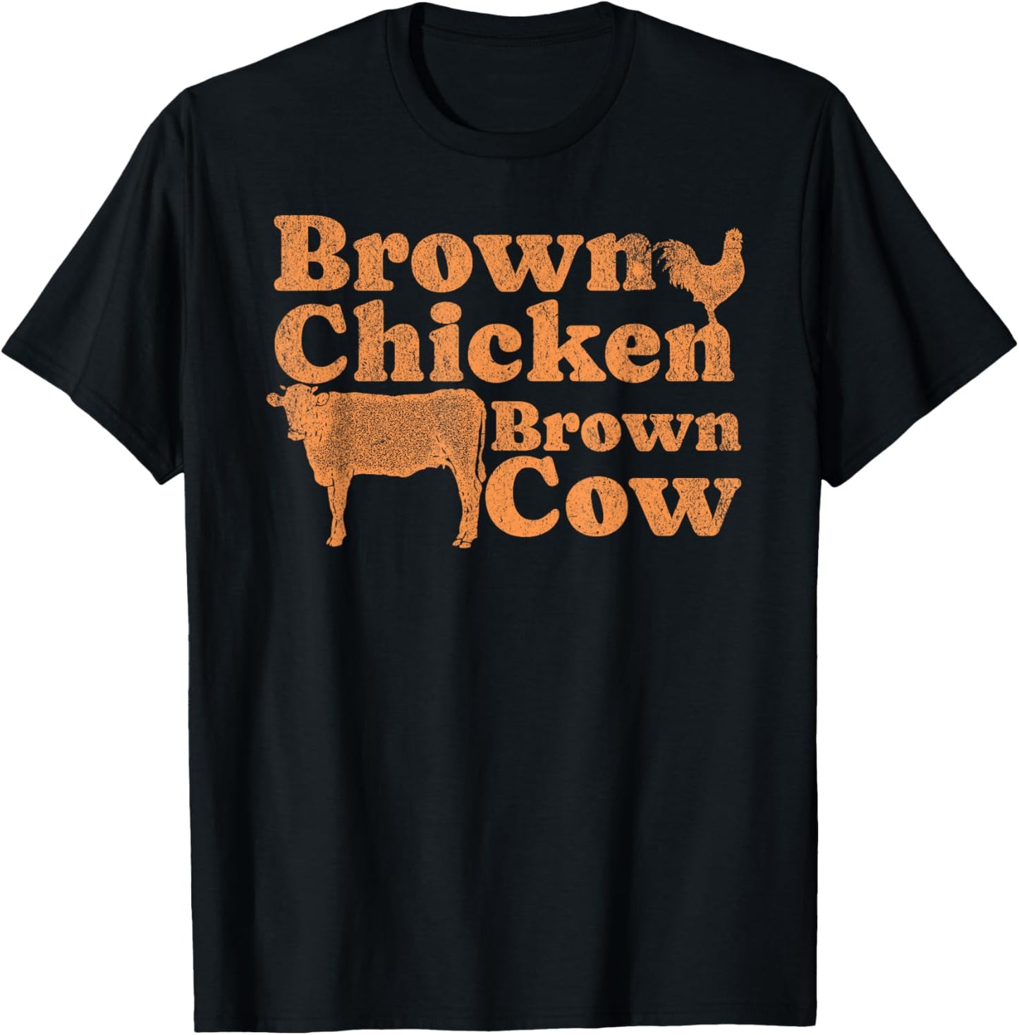 1970s Music Bow Chicka Wow Wow Joke Brown Chicken Brown Cow T-Shirt - T-Shirt | Black