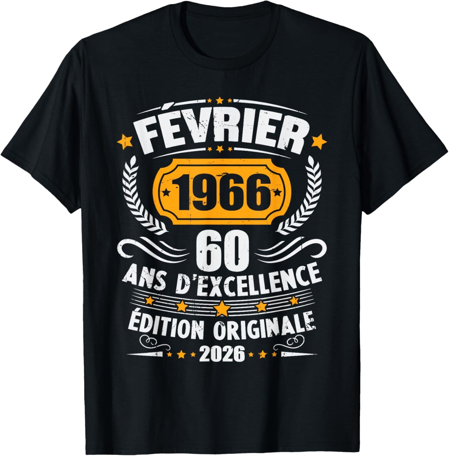 Vintage February 1966 60th Birthday Gift Man Woman T-Shirt - T-Shirt | Black