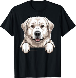 Great Pyrenees Funny Peeking Pocket Puppy Dog Lover T-Shirt - T-Shirt | Black