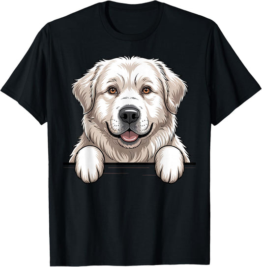 Great Pyrenees Funny Peeking Pocket Puppy Dog Lover T-Shirt - T-Shirt | Black