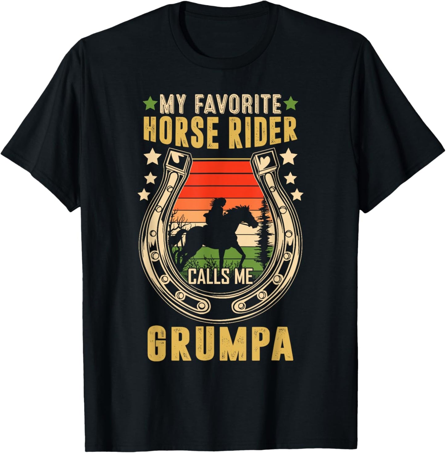 My Favorite Horse Rider Calls Me Grumpa Father's Day T-Shirt - T-Shirt | Black