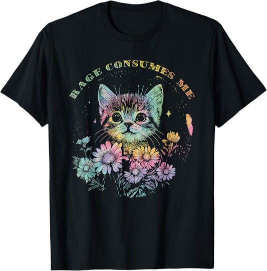 Cute Cat Rage Consumes Me Funny Sarcastic Kitten Tie Dye Men Women T-Shirt - T-Shirt | Black