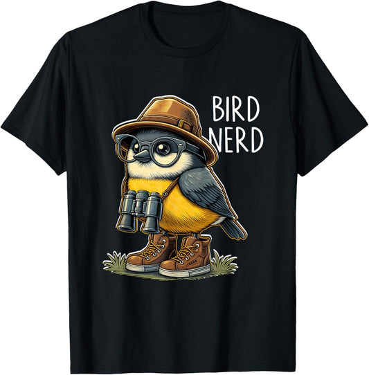 Bird Nerd Funny Bird Watching Birding Bird Lover Birdwatcher T-Shirt - T-Shirt | Black
