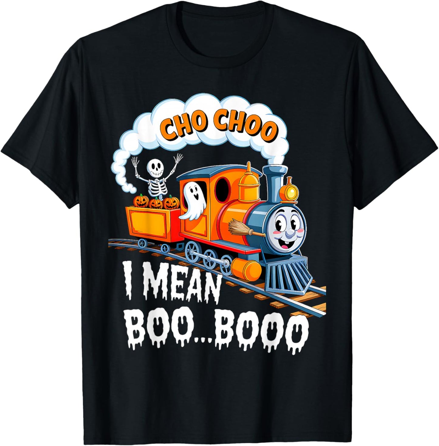 Halloween Train Choo I Mean Boo Ghost Pumpkin Toddler Kids T-Shirt - T-Shirt | Black