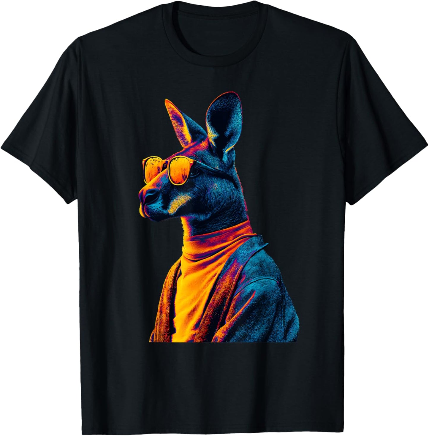 Australian Kangaroo Animal Art Portrait Wallaby Lover T-Shirt - T-Shirt | Black