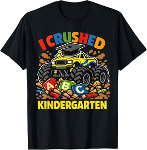 I Crushed Kindergarten Monster Truck Graduation Boys Kids T-Shirt - T-Shirt | Black