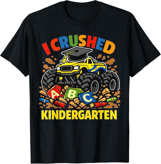 I Crushed Kindergarten Monster Truck Graduation Boys Kids T-Shirt - T-Shirt | Black