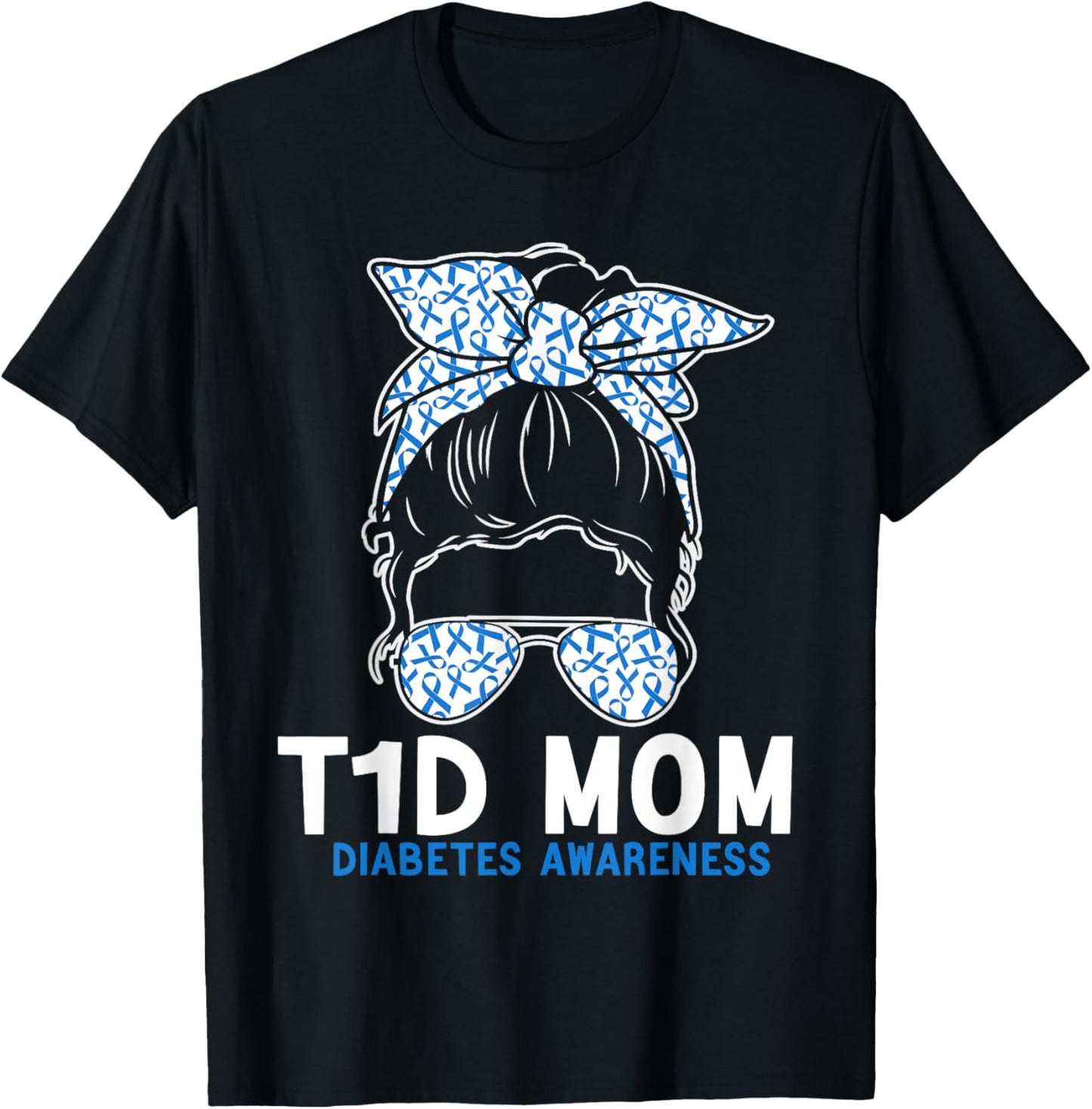 T1D Mom Diabetes Awareness Type 1 Diabetes Mother T-Shirt - T-Shirt | Black