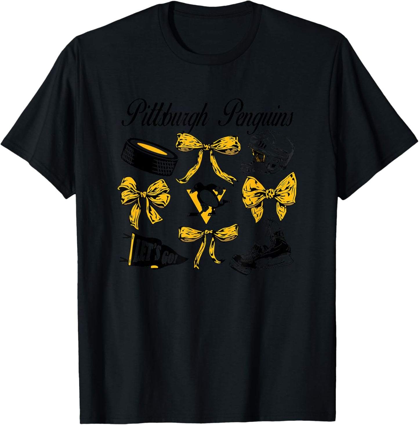 Pittsburgh Penguins Bows White NHL Officially Licensed T-Shirt - T-Shirt | Black