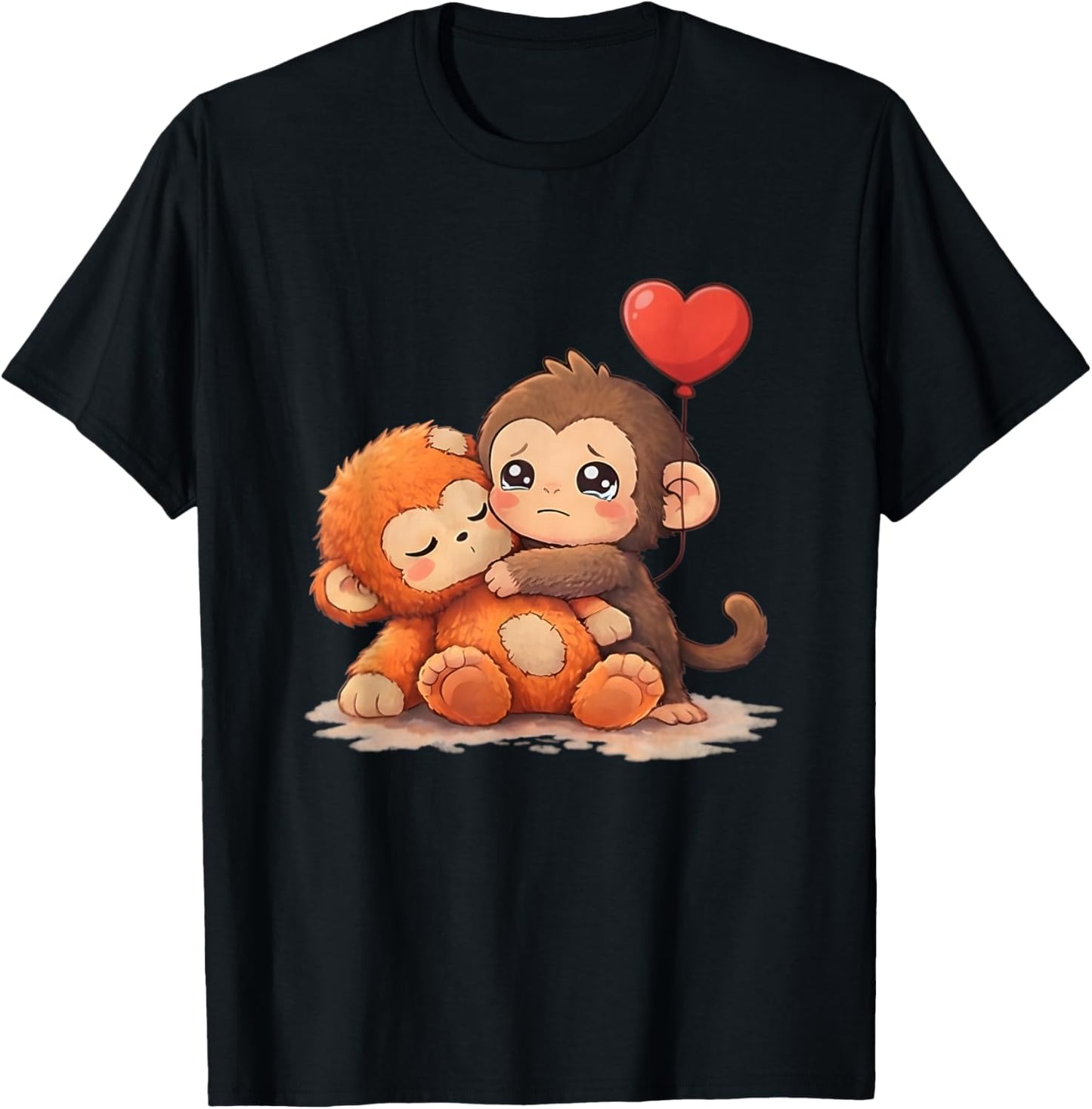 Cute Baby Monkey Punch Sad Little Punch Big Love T-Shirt - T-Shirt | Black