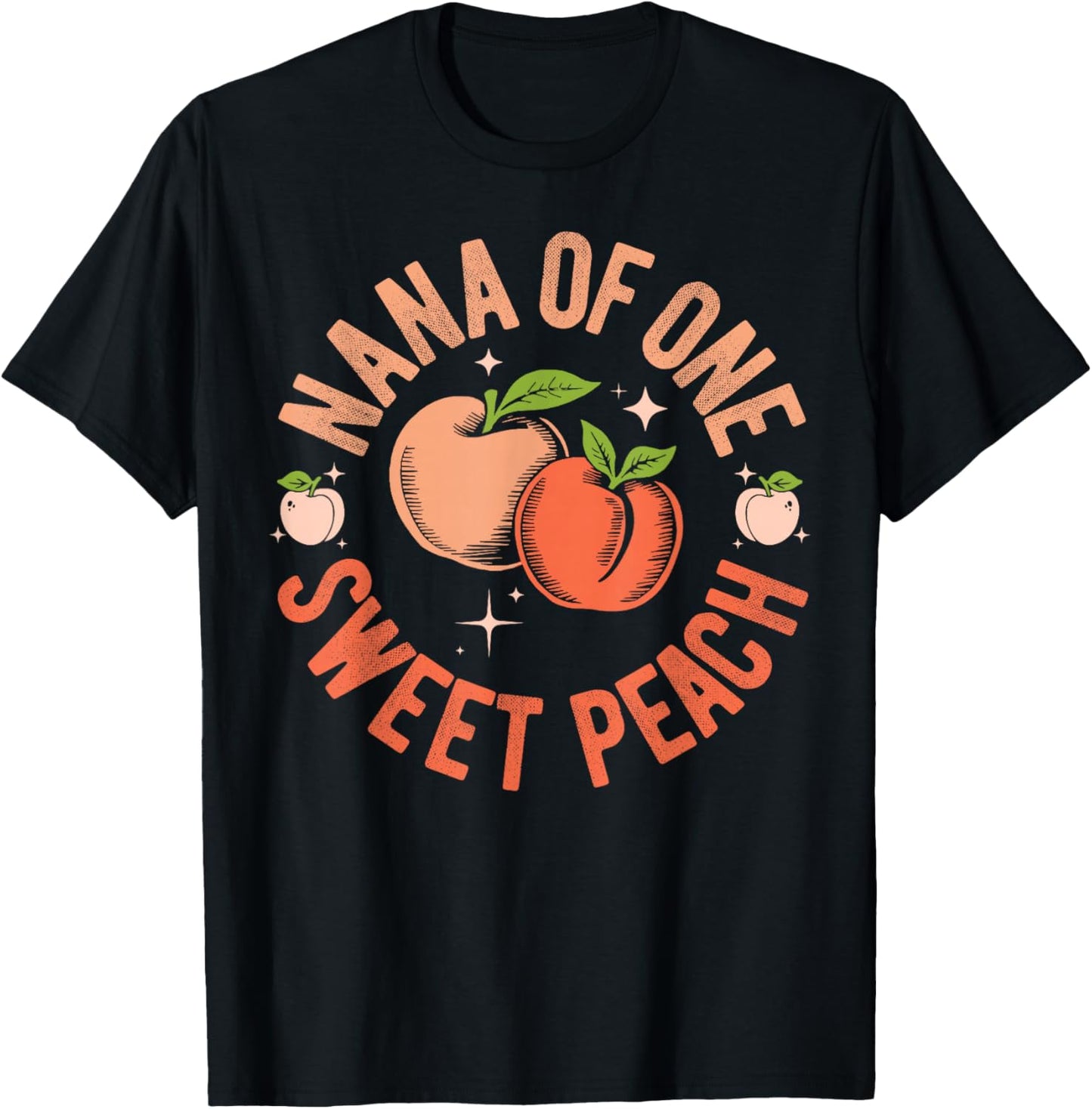 Nana First Birthday One Sweet Peach Bday Family Matching T-Shirt - T-Shirt | Black