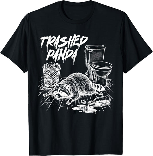 Trashed Panda Funny Drunk Racoon T-Shirt - T-Shirt | Black
