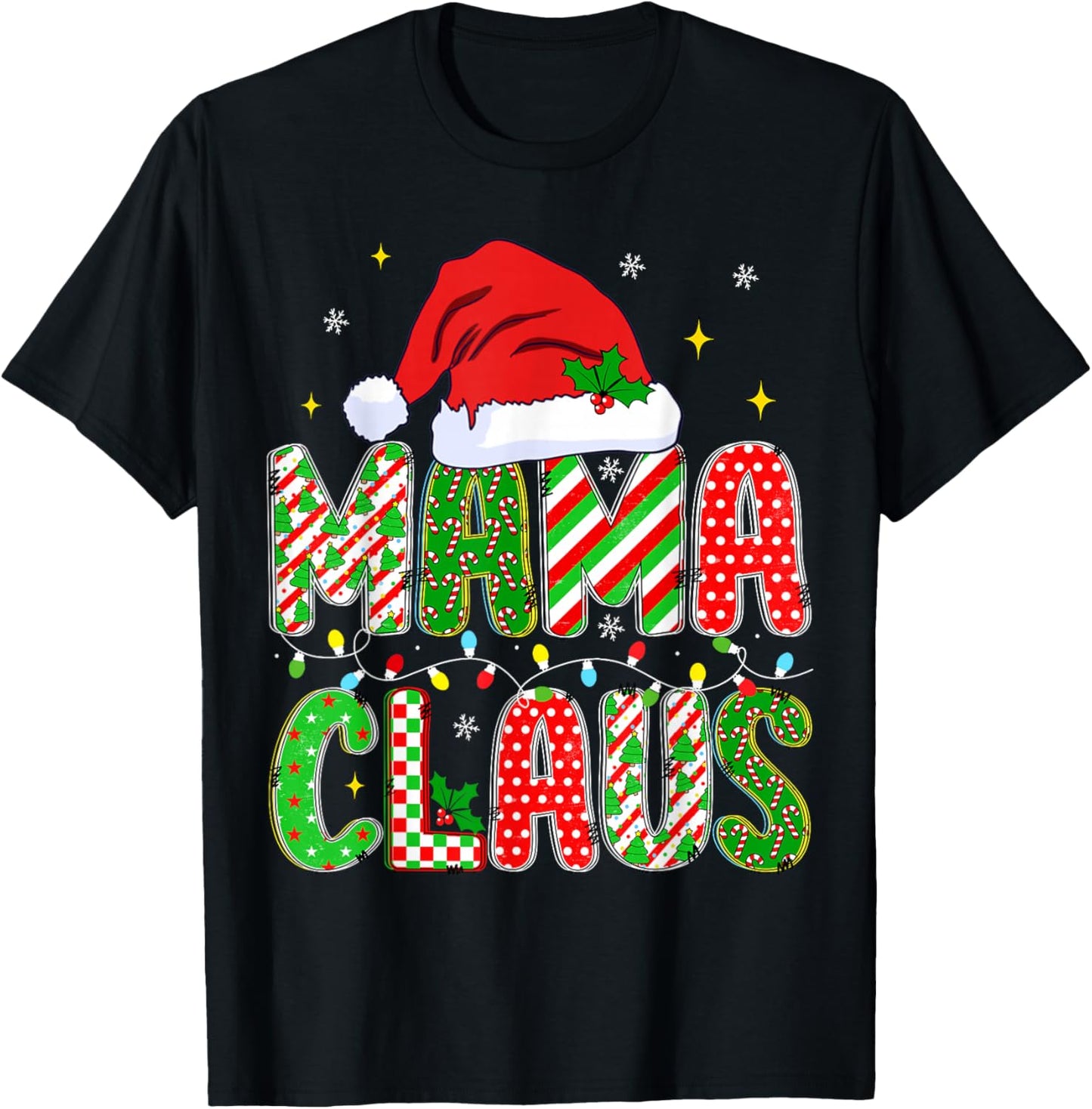 HUGvyn Christmas Mama Claus Mom Women Family Matching Pajama T-Shirt - T-Shirt | Black