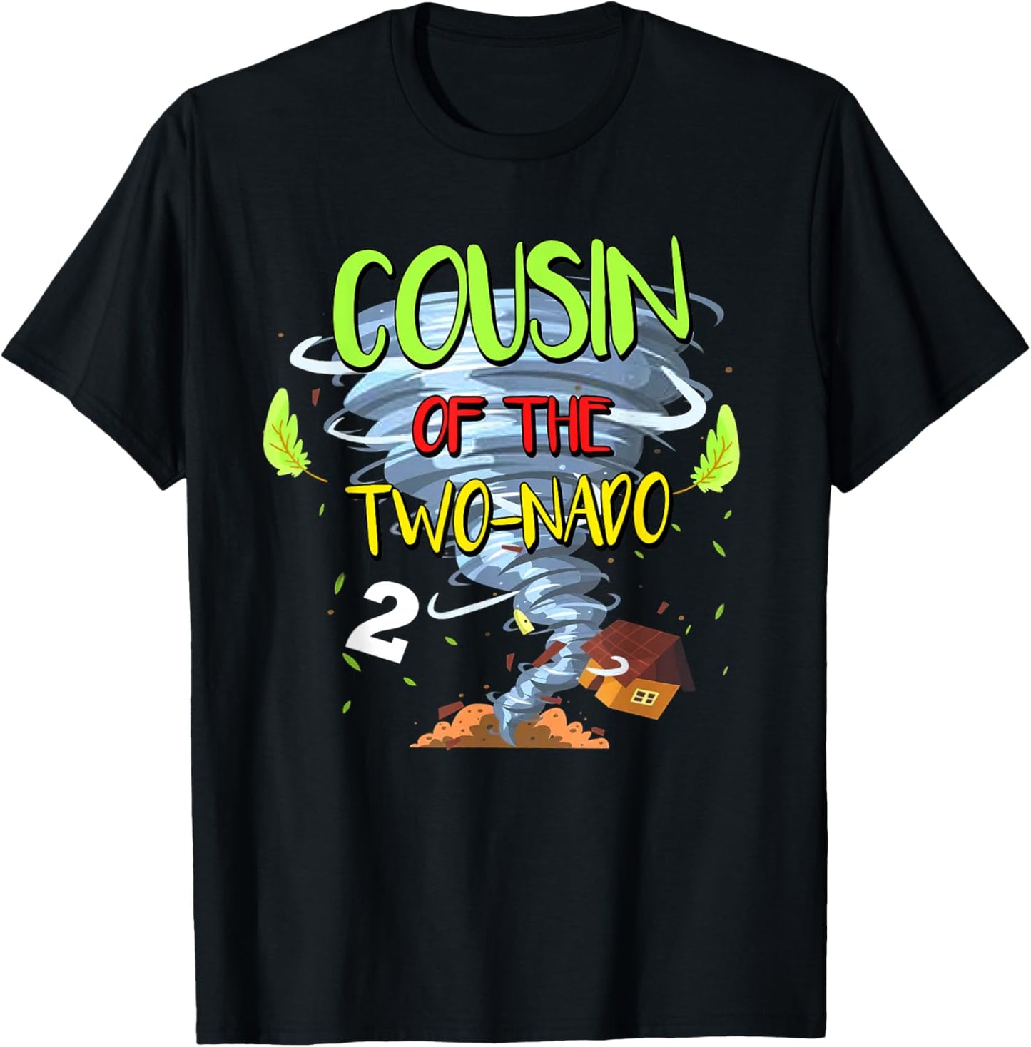 Cousin of the Two-nado Tornado Theme 2nd Birthday Party T-Shirt - T-Shirt | Black