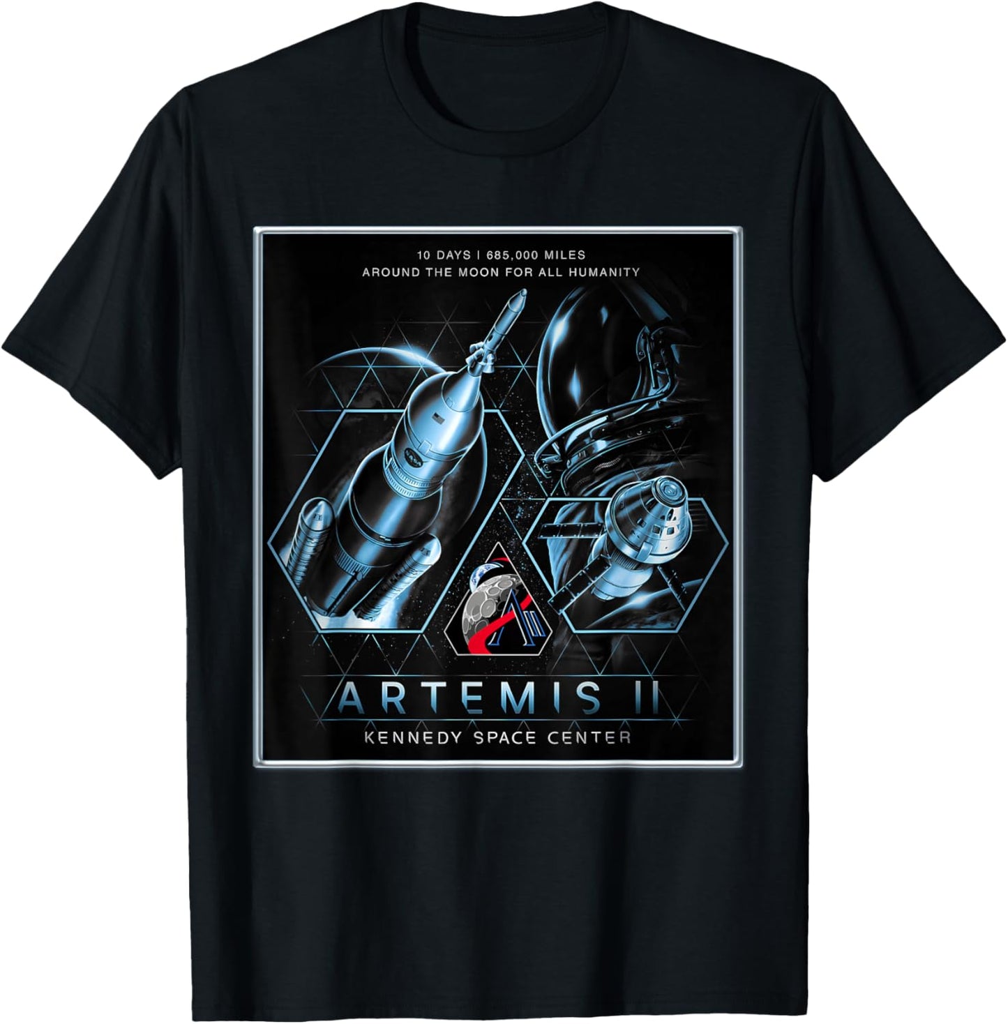 NASA Artemis II Moon Mission SLS Orion T-Shirt - T-Shirt | Black