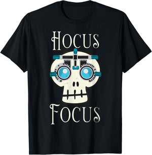 Hocus Focus Optometry Halloween Optometrist Eye Doctor Skull T-Shirt - T-Shirt | Black