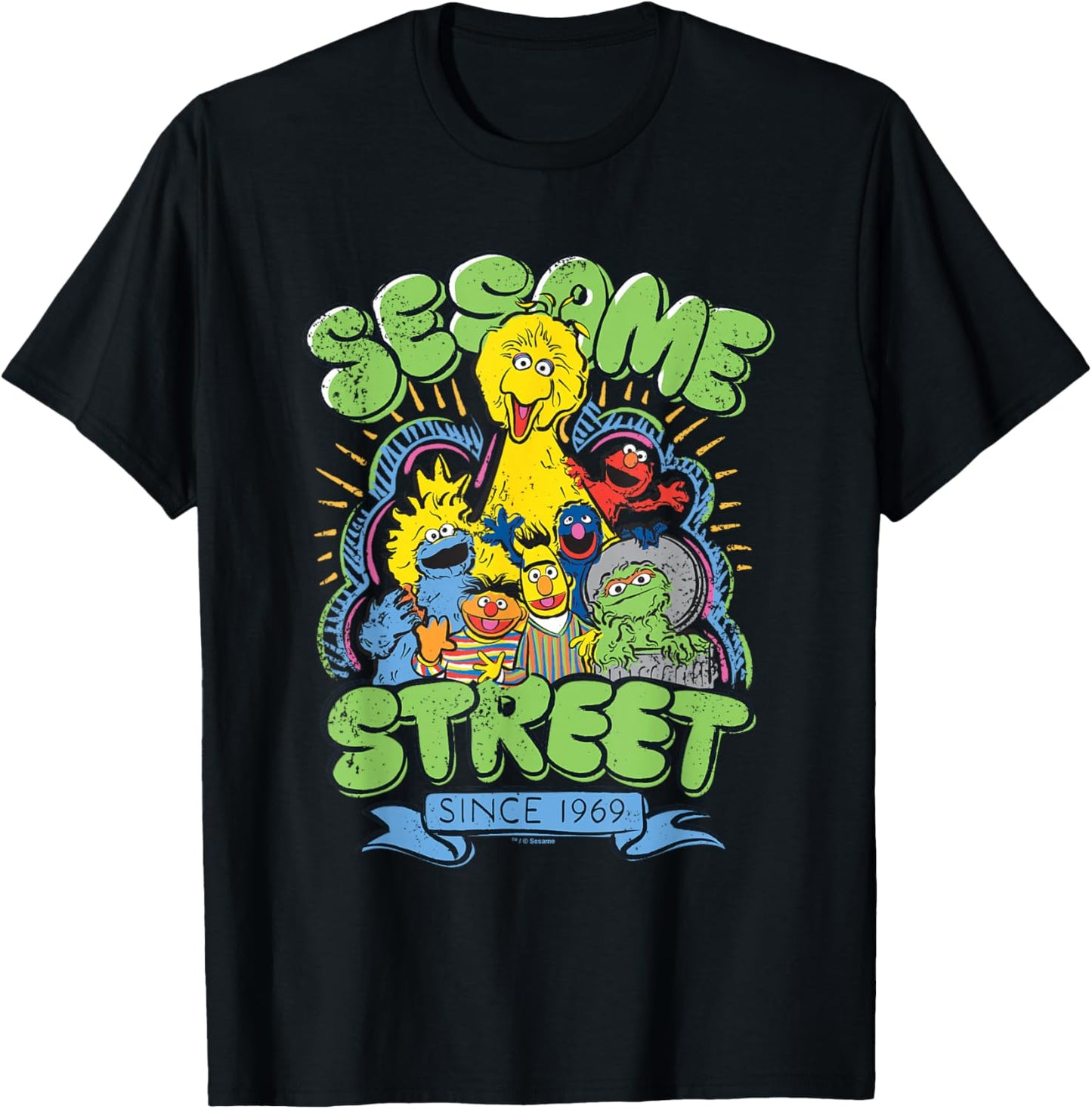 Sesame Street Since 1969 Rough T-Shirt - T-Shirt | Black