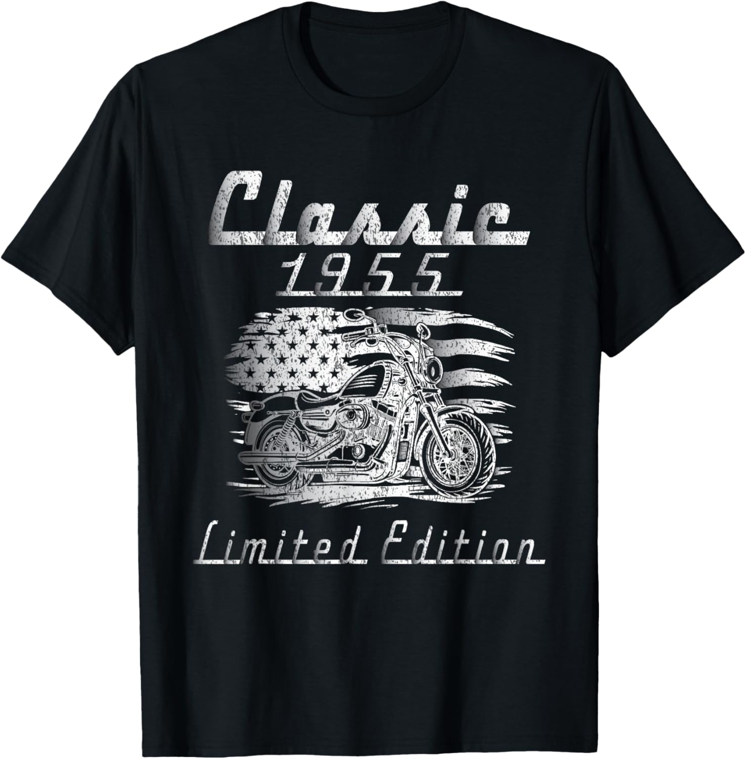 Classic 1955 Limited Edition Retro Motorcycle 70th Birthday T-Shirt - T-Shirt | Black