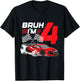 Kids Bruh I'm 4 Birthday Boys Race Car 4 Year 4th Birthday Racing T-Shirt - T-Shirt | Black