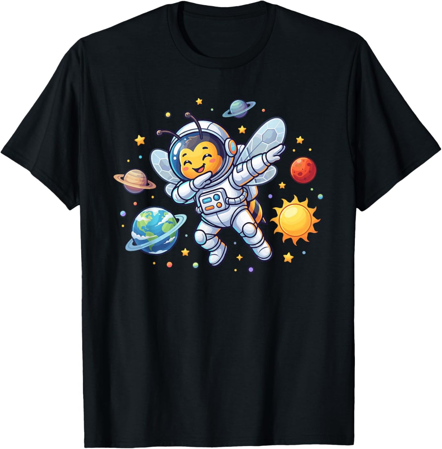 Bee Astronaut Dabbing Funny Space Animal for Kids T-Shirt - T-Shirt | Black