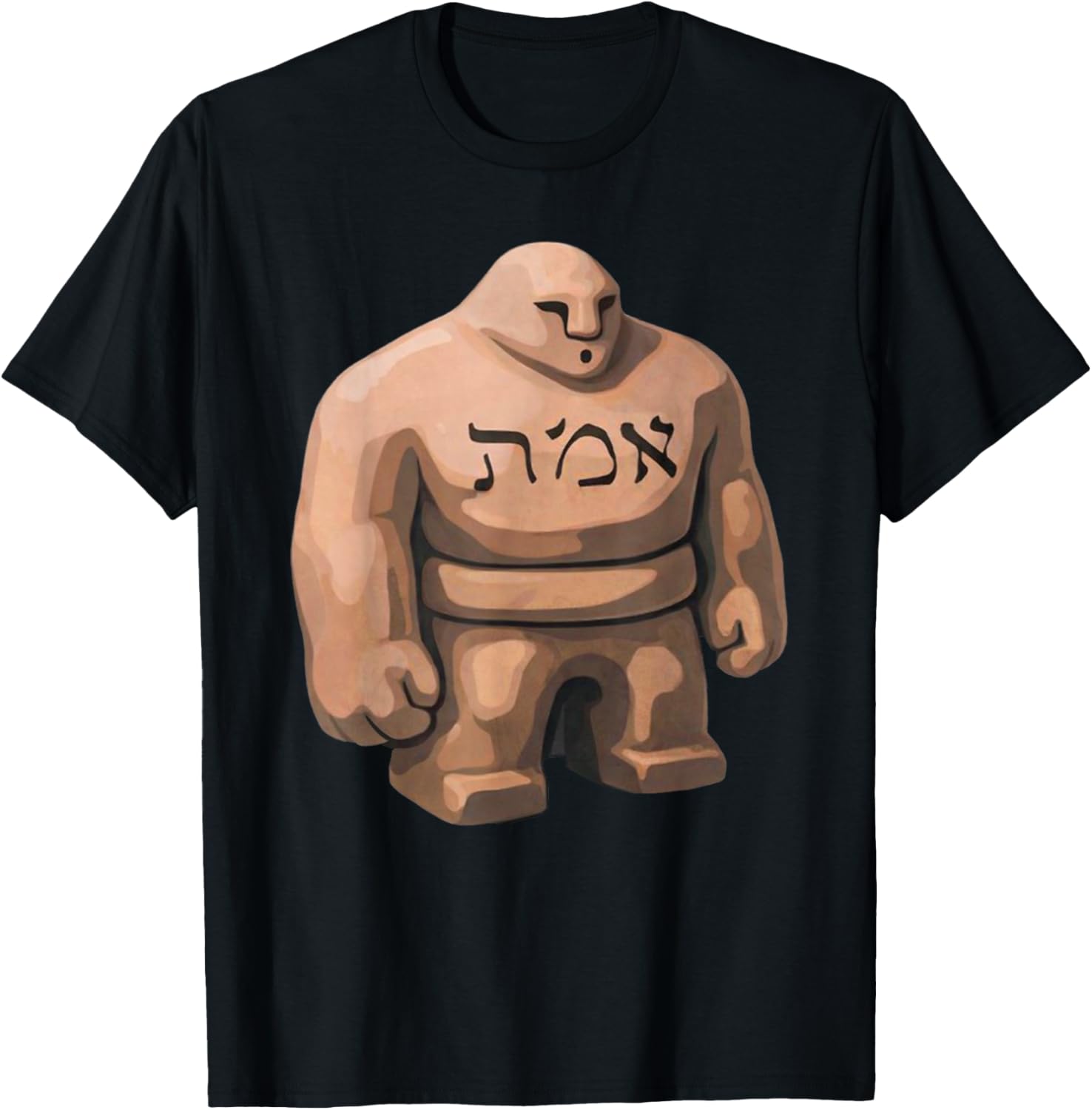 Golem of Prague Jewish People Protector Clay Figure Hebrew T-Shirt - T-Shirt | Black