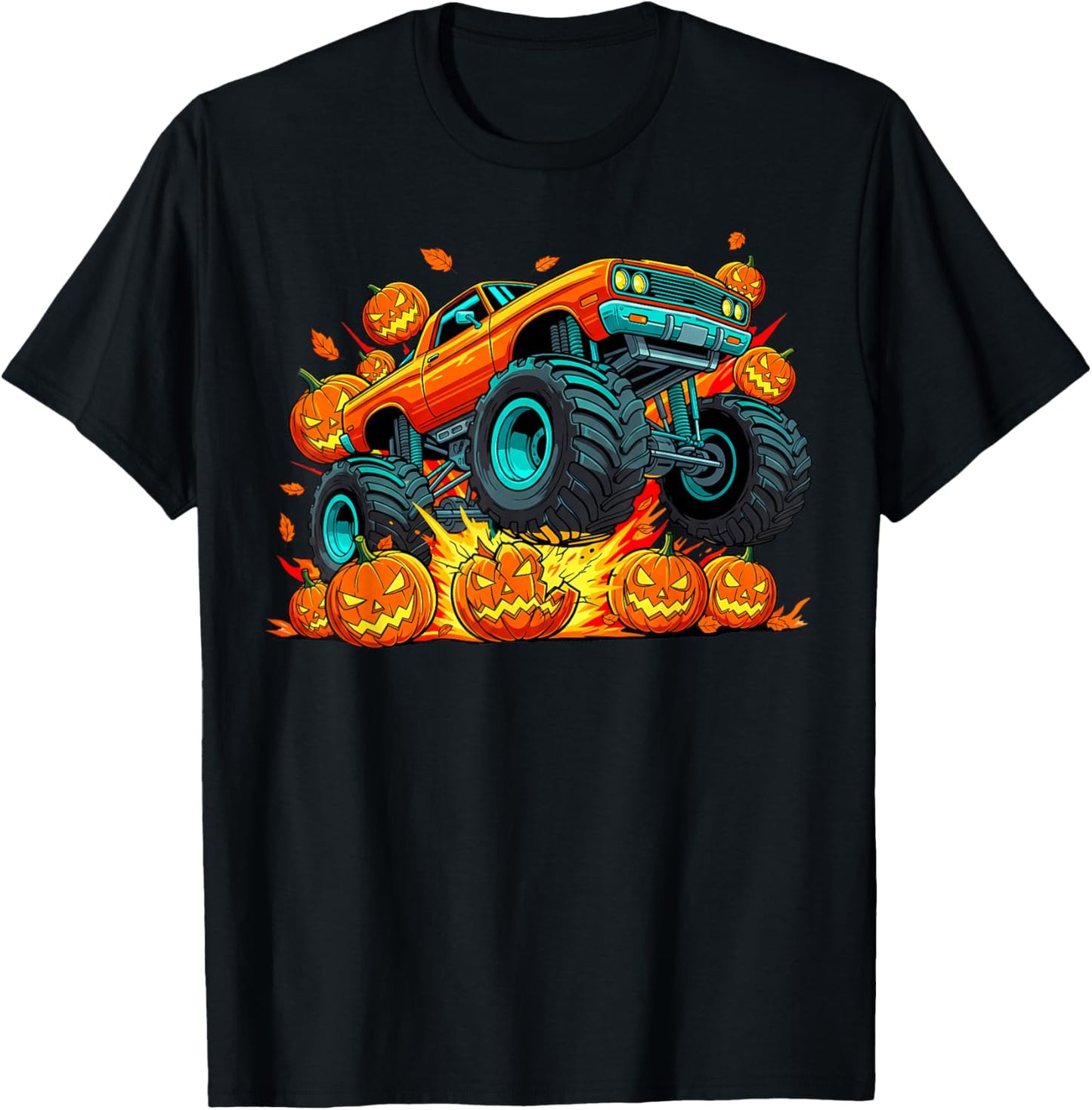 Monster Truck Halloween Jack O Lantern Pumpkin Boys Men T-Shirt - T-Shirt | Black